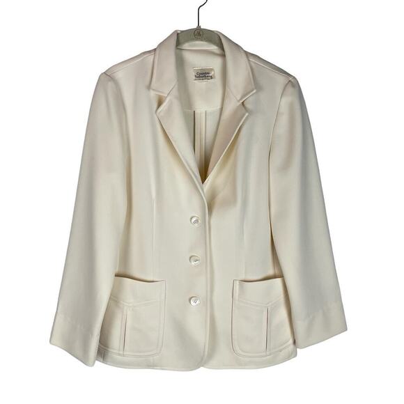 Vintage Country Suburban cream polyester three button blazer union tag - Picture 1 of 8